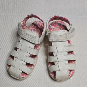 White Kids Sandals with Floral Interior